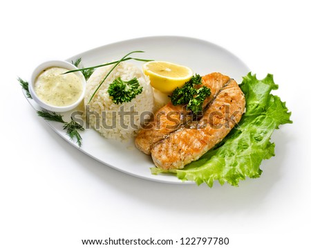 meat dish on white insulation background