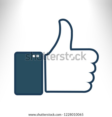 Thumbs-up icon. Hand finger up sign. Thumb up symbol. Flat design style.Facebook logo.