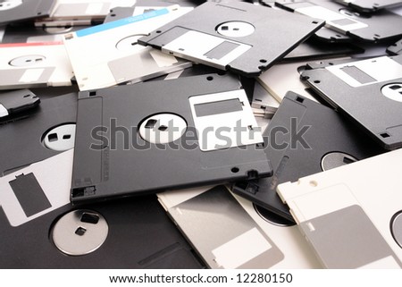 Background of pile of floppy disks