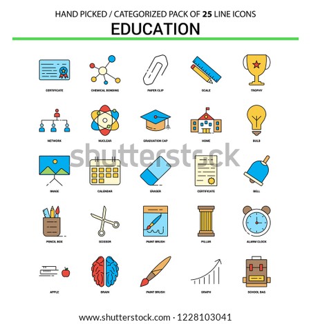 Education Flat Line Icon Set - Business Concept Icons Design