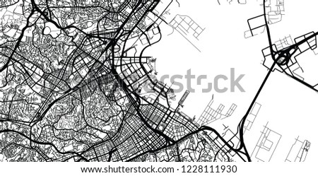 Urban vector city map of Yokohama, Japan