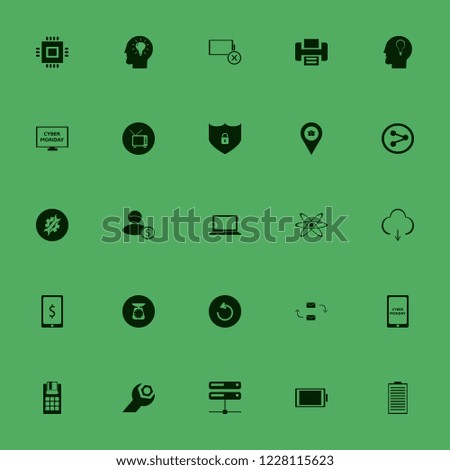 digital icon. digital vector icons set bulb head, cyber monday mobile, response letter and server