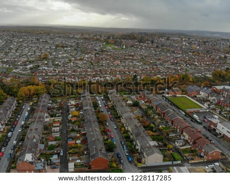 Aerial photo showing a housing estate in Leeds West Yorkshire