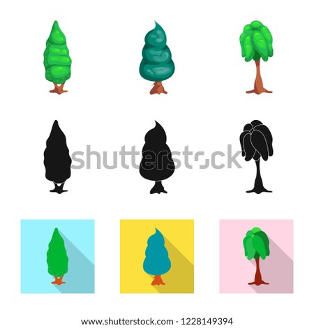 Vector design of tree and nature sign. Set of tree and crown stock symbol for web.