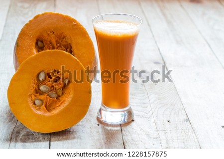 pumpkin juice. natural juice vegetables. fresh orange. useful. health food diet.