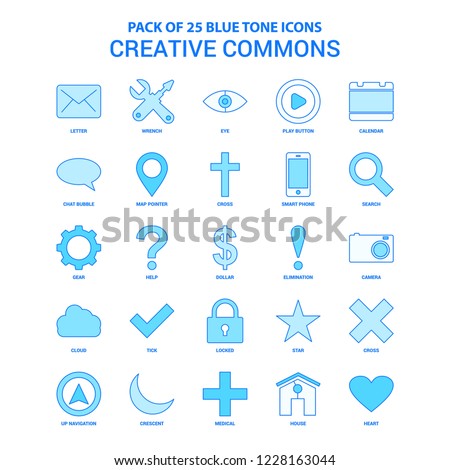 Creative Commons Blue Tone Icon Pack - 25 Icon Sets
