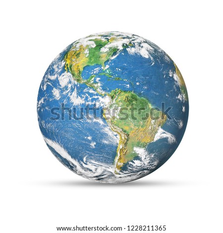 Earth globe isolated on white background. Elements of this image furnished by NASA