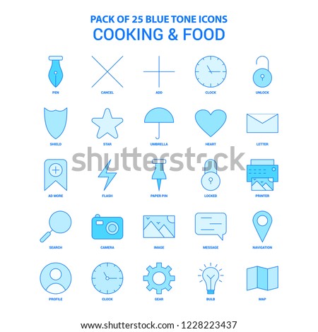 Cooking and Food  Blue Tone Icon Pack - 25 Icon Sets