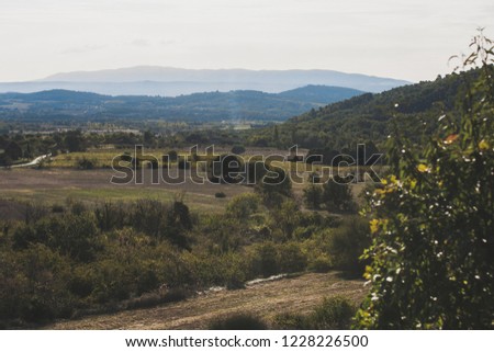 Beautiful view of the valley of Provence from the top of the hill