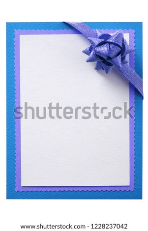 Christmas gift card blue border flat vertical