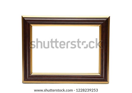 Vintage wooden photo frame on an isolated white background.
