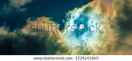 Colorful dramatic sky with cloud at sun background. Thailand exotic vacation