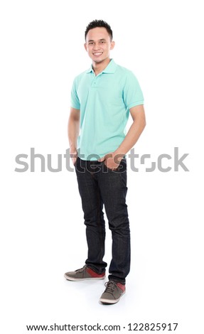 portrait of smiling young asian man isolated over white background