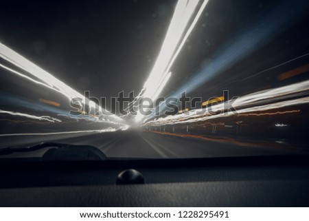 Blurred night road lights