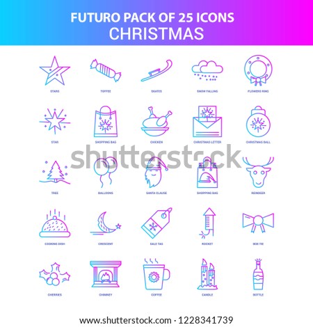 25 Blue and Pink Futuro Christmas Icon Pack