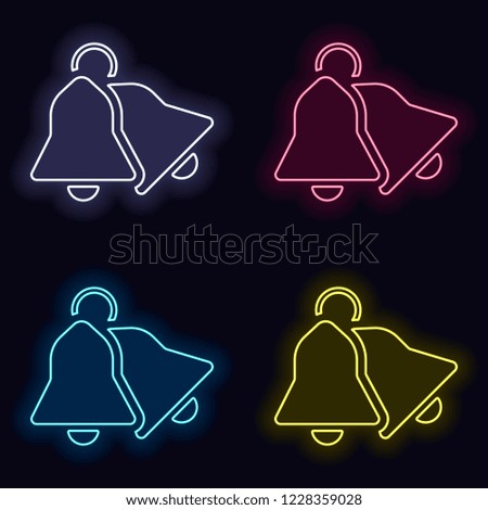 christmas bell icon. Set of fashion neon sign. Casino style on dark background. Seamless pattern