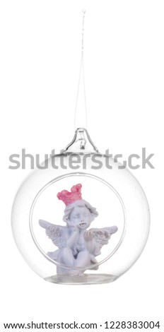 Christmas tree, table or door decoration angel isolated on white background
