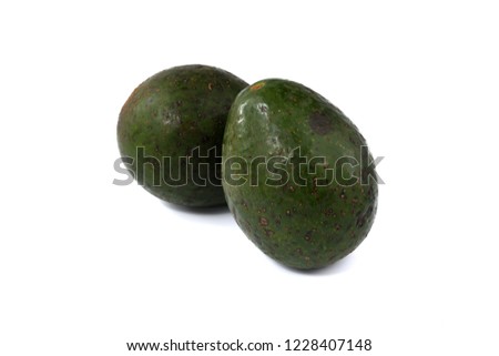 Raw fresh avocado isolated, white background. Healthy fruit for diet. Hight fiber and vitamins.