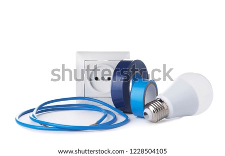 Set of electrician's tools on white background
