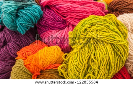 Beautiful colored rainbow wools. Abstract picture of wool texture.