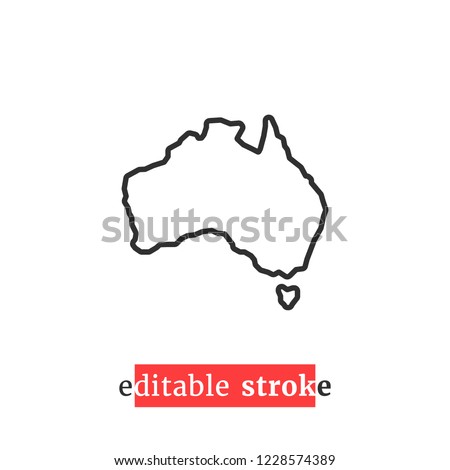 minimal editable stroke australia map icon. flat trend change line thickness logotype graphic lineart design art isolated on white. concept of australian coastline label and world trip nation tourism Royalty-Free Stock Photo #1228574389