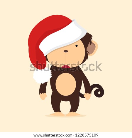Cute monkey with  hat christmas
