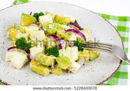 Diet salad with feta and avocado. Studi Photo
