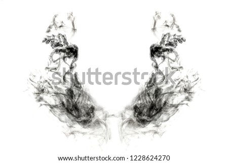 dark wings made from smoke isolated on white background Royalty-Free Stock Photo #1228624270