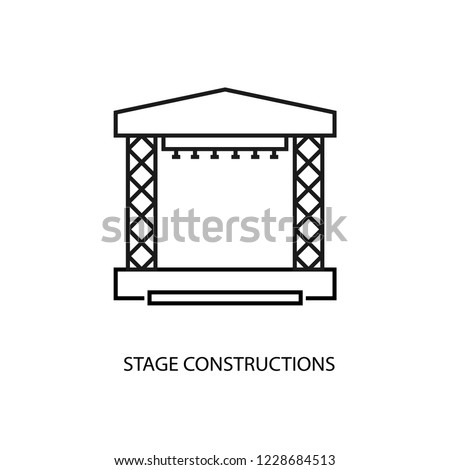 Stage constructions flat line vector icon. Scene, event equipment rental sign. Royalty-Free Stock Photo #1228684513