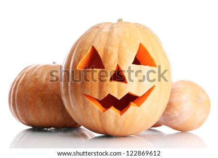halloween pumpkins, isolated on white