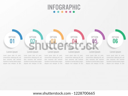 Business infographic template with 6 options circular shape