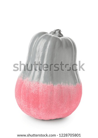 Painted pumpkin on white background