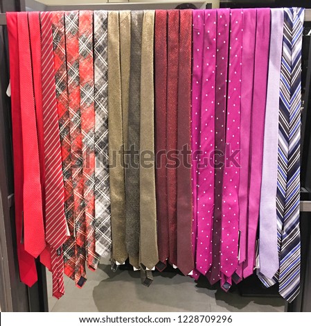 Colorful tie collection in the shop
