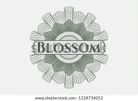 Green money style rosette with text Blossom inside
