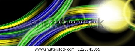 Background abstract design, flowing mixing liquid color waves on black, vector illustration