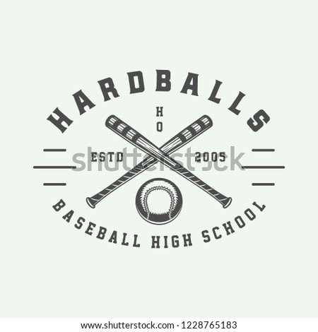 Vintage baseball sport logo, emblem, badge, mark, label. Monochrome Graphic Art. Illustration. Vector.
