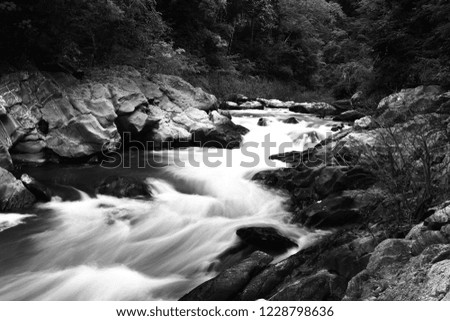 Black and White photography of the waterfall in northern Thailand.
