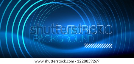 Neon glowing circles background, vector energy magic template