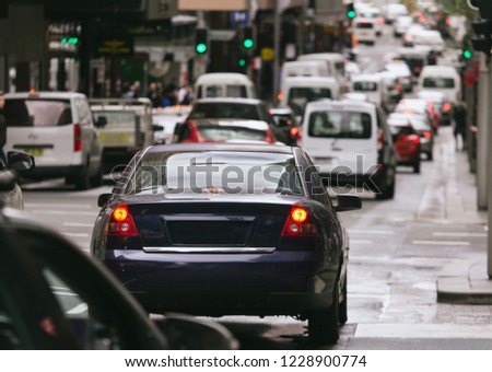 Traffic jam cars on street in the city