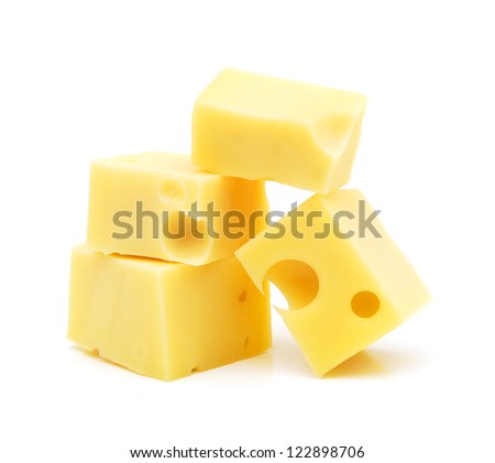 Piece of cheese isolated on a white background Royalty-Free Stock Photo #122898706