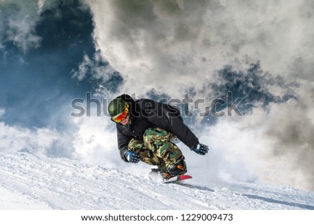 downhill with snowboard