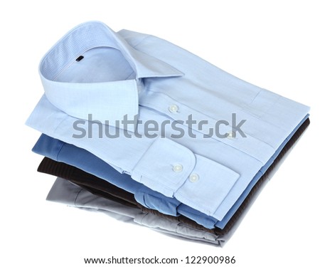 New blue and grey man's shirts, isolated over a white background