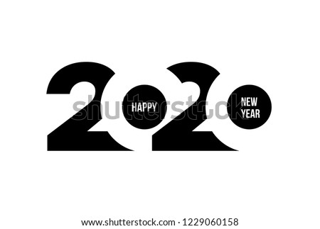 Happy New Year 2020 logo text design. Cover of business diary for 2020 with wishes. Brochure design template, card, banner. Vector illustration. Isolated on white background. Royalty-Free Stock Photo #1229060158