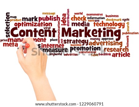 Content Marketing word cloud hand writing concept on white background. 