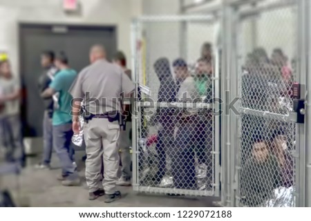 Abstract, blur, bokeh background, defocusing - image for the background. The concept of illegal migration from Mexico to the United States Royalty-Free Stock Photo #1229072188