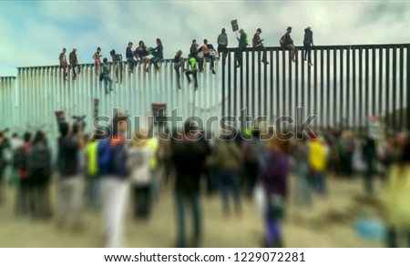 Abstract, blur, bokeh background, defocusing - image for the background. The concept of illegal migration from Mexico to the United States Royalty-Free Stock Photo #1229072281