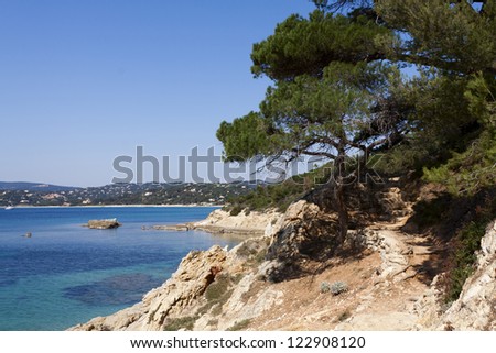 Coast from the Var, coast of gigaro, natural zone protected, department of the Var, France Royalty-Free Stock Photo #122908120
