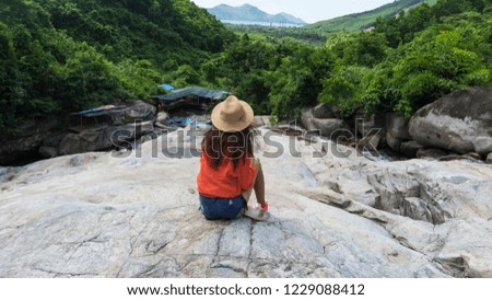 Young girl travelling in Asia , Summer holiday outdoor vacation trip.