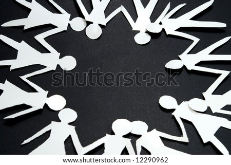 group of paper chain in white with black background