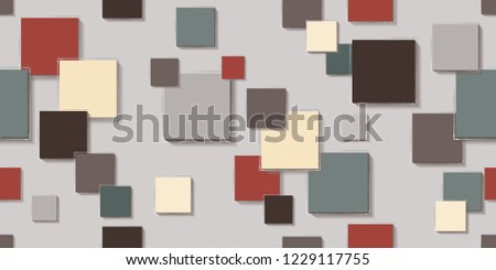 Multicolored squares of different sizes above the surface. Seamless background for sites